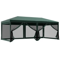 Outsunny 10' x 20' Party Tent Outdoor Canopy Garden Sun Shade with 8 Mosquito Mesh Netting and Zipper Door, Green(m-2)