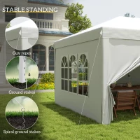 Outsunny 10' x 20' Pop Up Canopy with 6 Walls, Outdoor Easy Up Canopy Party Tent with Steel Frame, Drainage Holes, Instant Garden Shade Shelter with Carrying Bag, White(m-6)