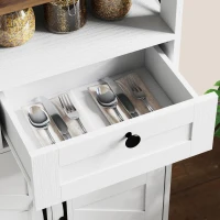 HOMCOM White Sideboard 47.2" Buffet Cabinet with 4 Barn Doors and 3 Drawers, Coffee Bar Cabinet with Adjustable Shelves(m-10)