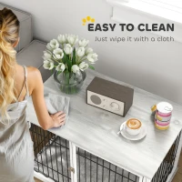 PawHut Dog Crate Furniture with Washable Cushion, Adjustable Feet for Medium Dogs, Indoor Use, Grey(m-7)