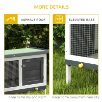 PawHut Wooden Outdoor Rabbit Hutch for Small Pet w/ Slide-out Tray, Openable Roof, 35" W x 18" D x 26" H, Dark Grey(m-7)