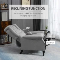 HOMCOM Wingback Reclining Chair with Footrest, Button Tufted Recliner Chair with Rolled Armrests for Living Room, Light Grey(m-4)