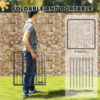 PawHut 24" Dog Playpen Indoor Outdoor, Portable Foldable 8 Panels Pet Playpen with Door & Strap for Small Dogs(m-6)