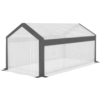 Outsunny 20' x 10' x 9' Walk-In Greenhouse, Outdoor Gardening Canopy with 6 Roll-up Windows, 2 Zippered Doors & Weather Cover, White(m-11)