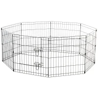 PawHut 24inch Foldable Metal Exercise Pet Playpen Yard Dog Puppy Kennel Cage 8 Panel(m-2)