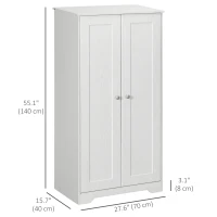 HOMCOM Kitchen Storage Cabinet, Freestanding Pantry Cabinet with 2 Doors and Adjustable Shelves, Distressed White(m-3)