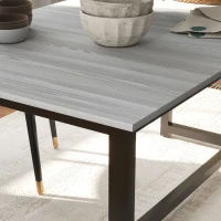 HOMCOM 63"-79" Collapsible Dining Table for 4-6, Foldable Kitchen Table with Steel Frame for Dining Room, Grey Wood Grain(m-10)