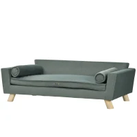 PawHut Dog Sofa Bed with Removable Pillows, Foam Pet Sofa Cat Sofa with Removable Washable Cushion, Water-resistant Fabric, for Medium and Large Dogs, Grey(m-11)