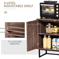 HOMCOM Sideboard Buffet Cabinet, Chevron Double Door Kitchen Cabinet, Accent Cabinet with Adjustable Shelf, Walnut(m-6)