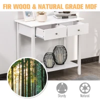 HOMCOM Console Table, Modern Entryway Table with Storage Drawers, Bottom Shelf and Wooden Legs, 31.5" Sofa Side Desk for Living Room, White(m-6)
