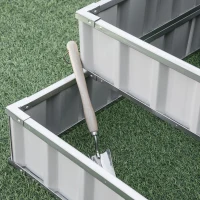 Outsunny 3 Tier Raised Garden Bed Outdoor Metal Patio Planter Box with Gloves,  4' x 4' x 2' for Backyard, Patio to Grow Vegetables, Herbs, and Flowers, White(m-8)