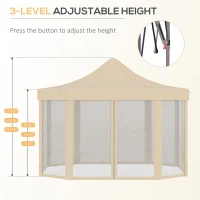 Outsunny 13' x 10' Pop Up Gazebo, Octagon Canopy Tent with Zippered Mesh Sidewalls, Weight Bags, Height Adjustable and Carrying Bag, Event Tent for Patio Garden Backyard, Beige(m-5)