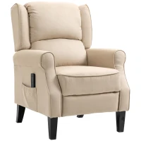 HOMCOM Massage Recliner Chair for Living Room, Push Back Recliner Sofa, Suede Wingback Reclining Chair with Extendable Footrest, Wood Legs, Remote Control, Side Pockets, Beige(m-11)