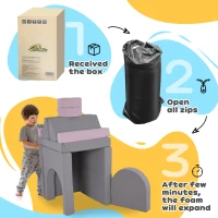 Qaba 12-Piece Modular Kids Play Couch Building Fort for Playroom Bedroom, Convertible Kids Sofa, Grey(m-7)