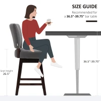 HOMCOM Set of 2 Swivel Counter Height Bar Stools with Footrest, Dark Grey(m-4)