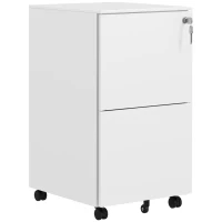 Vinsetto Vertical Steel Filing Cabinet on Wheels, 2-Drawer Lockable File Cabinet with Adjustable Hanging Bar for A4, Legal and Letter Size, White(m-11)