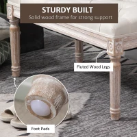 HOMCOM 32" Vintage Ottoman, Tufted Foot Stool with Upholstered Seat, Rustic Wood Legs for Bedroom, Living Room, Beige(m-5)