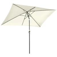 Outsunny 6.5x10ft Rectangle Aluminum Tilt Patio Umbrella, Garden Market Parasol, Outdoor Sunshade Canopy with Crank, Cream White(m-11)