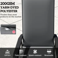 Outsunny Outdoor Chair Cushions Set of 2 High Back Patio Seat Cushions UPF50+ Fade Resistant Yarn-Dyed Polyester, Dark Grey(m-4)