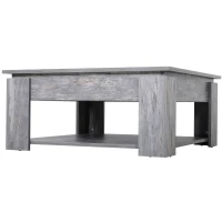 HOMCOM Modern Coffee Table with Storage Shelf, Square  Cocktail Table, Center Table for Living Room, Grey(m-14)