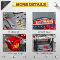 Qaba 55 PCS Kids Workbench and Construction Toy, Toddler Tool Workshop, STEM Educational Pretend Play, w/ Shelf Storage Box, Gift for Boys & Girls, Aged 3-6 Years Old(m-6)