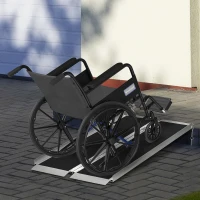 HOMCOM 5' Portable Wheelchair Ramp Aluminum Threshold Mobility Single-fold for Scooter with Carrying Handle(m-1)