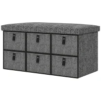 HOMCOM Shoe Bench with Seat, Shoe Storage Bench with Cushion and 6 Fabric Drawers for Entryway, Hallway, Bedroom, Charcoal Grey(m-2)