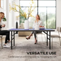 Soozier 5' x 2.5' Mini Ping Pong Table with Professional UV Treated Tabletop, Foldable Table Tennis Table with Adjustable Feet and Net for Outdoor and Indoor, Blue(m-7)