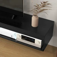 HOMCOM Modern Wall Mounted TV Stand with Storage and LED Lights for TVs up to 75", Floating TV Shelf for Living Room, Black(m-10)