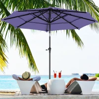 Outsunny 10.7FT Patio Umbrella with 8 Ribs, Crank, Push Button Tilt, Air Vents, for Backyard, Deck and Lawn, Purple(m-8)