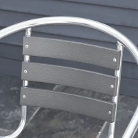 Outsunny 3-Piece Outdoor Patio Bistro Table Set with Aluminum Frame, Woodgrain-Style Tabletop & Draining Slat Design(m-7)