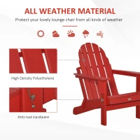 Outsunny Folding Adirondack Chair, HDPE Fire Pit Chair, Weather Resistant Outdoor Chair for Patio, Garden, Backyard, Lawn, Red(m-6)