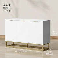 HOMCOM Sideboard Storage Cabinet with 3 Doors and Adjustable Shelves, Kitchen Buffet Cabinet for Dining Room, White(m-3)