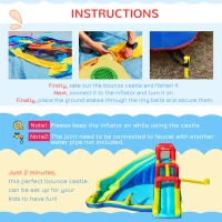Outsunny 5-in-1 Water Slide Kids Inflatable Bounce House Water Park Jumping Castle Includes Trampoline Slide Water Pool Cannon Climbing Wall with Carry Bag, Repair Patches without Air Blower(m-5)