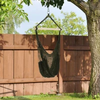 Outsunny Portable Hammock Chair, Hanging Woven Hammock Swing Chair Sleeping Bed for Outdoor Garden Yard Camping, Army Green(m-1)