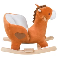 Qaba Kids Ride On Rocking Horse, Plush Animal Toy Sturdy Wooden Rocker with Songs for Boys or Girls(m-9)