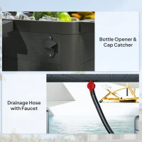 Outsunny 104 Quart Large Capacity Outdoor Cooler Cart, Patio Rolling Ice Chest with Bottle Opener Shelves Wheels, Black(m-8)