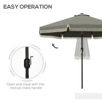 Outsunny 9ft Patio Umbrella Outdoor Table Umbrella w/ Tilt, Crank, Ruffled, 8 Ribs for Garden, Deck, Pool, Dark Gray(m-5)