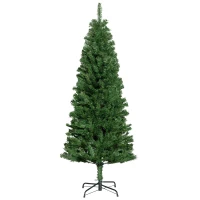 HOMCOM 5FT Pencil Christmas Tree, Artificial Christmas Tree with Automatic Open for Home Party, Green(m-2)