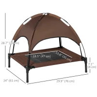 PawHut Elevated Dog Bed with Canopy, Portable Raised Dog Cot for M Sized Dogs, Indoor & Outdoor, 30" x 24" x 29", Coffee(m-3)