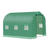 Outsunny 9.7' x 6.4' x 6.4' Steeple Walk-in Tunnel Greenhouse Garden Plant Seed Grow Tent Polythene with Windows and Door Green(m-2)