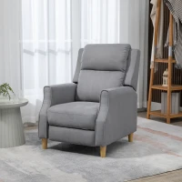 HOMCOM Manual Recliner Chair with Footrest, Thick Padded Reclining Chair Sofa Chair for Living Room Bedroom, Gray(m-10)