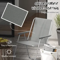 Outsunny 2 Pack Outdoor Folding Chair Set, Portable Camping Chairs with Armrest, Oxford Fabric Seat, Outdoor Chairs, Grey(m-5)