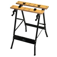 DURHAND Foldable Work Bench w/ 4 Adjustable Clamps, Carpenter Saw Table, MDF Surface, Steel Frame, Portable Work Bench 100kg/220lbs Capacity(m-2)