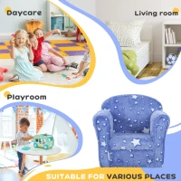 Qaba Kids Sofa with Glowing Star Design for 18-36 Months, Blue(m-6)