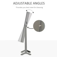 HOMCOM Floor Standing Jewelry Cabinet with LED Light, Lockable Jewelry Organizer with Full-Length Mirror, and 4 Adjustable Angles, Grey(m-6)