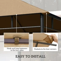 Outsunny 10' x 10' Square Gazebo Canopy Replacement UV Protected Top Cover Sun Shade Beige(m-5)