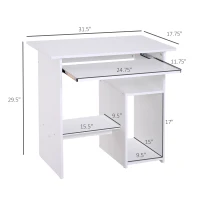 HOMCOM Compact Computer Desk with Keyboard Tray, Storage Shelf & CPU Stand for Home Office White(m-3)