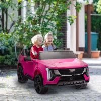 Qaba 2-Seater Ride on Truck, 12V Cadillac Escalade Licensed Kids Electric Car with Remote , Spring Suspension, Pink(m-8)
