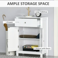 kleankin Bathroom Floor Storage Cabinet Freestanding Wooden Storage Organizer with Drawer Doors Adjustable Shelves for Living Room Kitchen Hallway White(m-4)